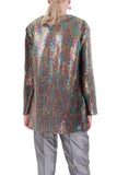 80s Vintage Rainbow Metallic Sequin Top Size Large 