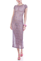 Vintage Sheer Lavender Lace Maxi Dress