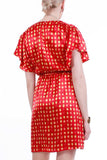 90s Betsey Johnson Cherry and Strawberry Print Red Silk Dress Made in the USA