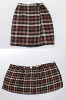 90s High Waist Woven Brown Plaid Mini Wrap Skirt Made in the USA