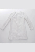 Vintage 60s Mod White Textured Knit Long Sleeve Micro Mini Dress