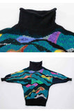 80s Metallic Mohair Angora Neon Oversized Sweater Women's Size Large