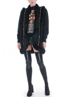 80s Black Angora Lambswool Fur Cardigan Sweater Avant Garde Women's Size Large