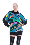 80s Metallic Mohair Angora Neon Oversized Sweater Women's Size Large