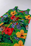 Vintage Jungle Print Cotton Harem Style Jumpsuit Women's Size XL+