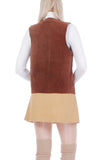 60s 70s Vintage Suede Vest with Gold Metal O-Rings