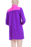 60s Mod Neon Pink and Purple Knit Mini Dress