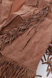 Vintage Fringe Leather Jacket Brown Suede Women's Size M