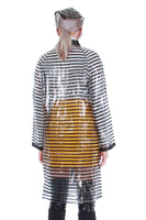 60s Clear Striped Vinyl Raincoat with Head Scarf Made in Japan Women's Size Medium 43" bust