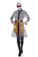 60s Clear Striped Vinyl Raincoat with Head Scarf Made in Japan Women's Size Medium 43" bust