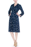 Vintage Navy and White Polka Dot Belted Shirtdress