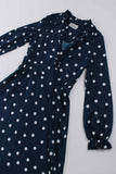 Vintage Navy and White Polka Dot Belted Shirtdress