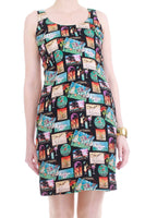 Vintage Nicole Miller Silk Vacation Novelty Print Tank Dress Made in the USA