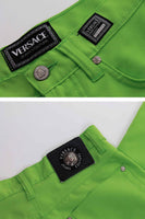Perfect Vintage Versace Jeans Couture Lime Green Jacket Pants 2pc Set Made in Italy Size S