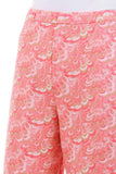 60s Mod Peach Textured Poly Knit Wide Leg Pants Size S