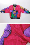80s Vintage Picasso Print Silky Windbreaker Jacket Size Medium