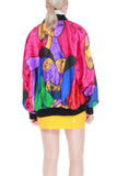 80s Vintage Picasso Print Silky Windbreaker Jacket Size Medium