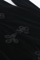 NWT Vintage Black Velvet Maxi Coat Gothic Duster Women's Size Large