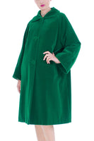 50s Vintage Green Velvet Swing Coat Made in Canada Size XL