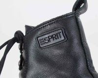 90s Esprit Black Leather Lace Up Platform Boots Women's Size 7.5