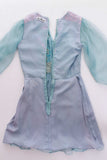 Vintage Pastel Blue Sequin and Bead Bodice Chiffon Mini Dress