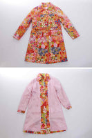 Vintage 60s Mod Neon Floral Tapestry Belted Jacket