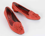 Prada Orange Suede Tassle Loafers Made in Italy Women's Size 6 USA 36.5 EU
