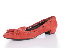 Prada Orange Suede Tassle Loafers Made in Italy Women's Size 6 USA 36.5 EU