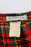 Vintage Nordstrom Tartan Plaid Pleated Skirt with Side Buckles Red Green Wool Women's Size XS 26" waist