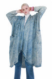 80s Acid Wash Denim Duster Jacket Distressed Jeans One Size Fits All
