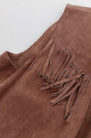70s Fringe Suede Leather Vest Brown Size Large 44" bust