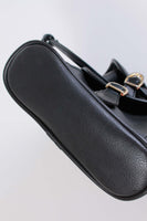 90s Black Vegan Leather Drawstring Mini Purse Backpack