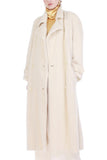 Vintage Shaggy Ribbed Ivory Mohair Wool Maxi Coat Long Oversized Perry Ellis USA Size XL