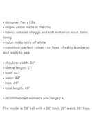 Vintage Shaggy Ribbed Ivory Mohair Wool Maxi Coat Long Oversized Perry Ellis USA Size XL