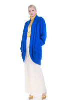 80s Electric Blue Angora Cardigan Sweater Vintage Women's Size XL