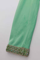 60s Huge Bell Bottom Pants and Matching Top Seafoam Green with Sequins Size Large 