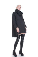 Y2K Minimal Black Huge Collar Trapeze Jacket Avant Garde Raincoat Women's Size XL
