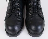 90s Esprit Black Leather Lace Up Platform Boots Women's Size 7.5