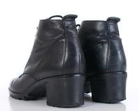 Vtg Nine West Black Leather Lace Up Block Heel Ankle Boots Size 7.5-8 US