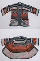 70s Vintage Space Dyed Acrylic Knit Belted Multicolored Earth Tone Cardigan Sweater Size Medium