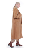 80s Mongolian Cashmere Tan Long Oversize Maxi Coat Unisex Mens L Women XL