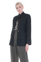 Vintage Kenzo Paris Linen Jacket in Black Made in France Women's Size Medium 38" bust