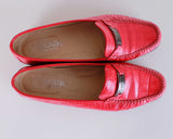 Vintage Escada Red Croc-Embossed Buckled Penny Loafers Made in Italy Women Size US 8.5-9 | UK 7.5-7 | EUR 39