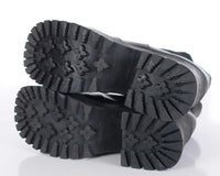 90s Black Vegan Leather Chunky Platform Block Heel Ankle Boots Size US 8.5-9 | UK 6.5-7 | EUR 39-40