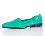 Woven Turquoise Leather Loafers Women's Flats Size 8 Narrow