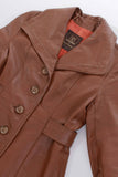 70s Vintage Caramel Tan Leather Coat 24k Dan di Modes Fit and Flare Jacket Women Size S