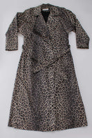 80s 90s Vintage Leopard Print Raincoat Belted Lightweight Wrap Trench Coat Made in the USA Size L