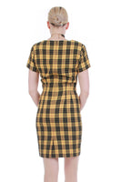 1990s Iconic Vintage Clueless Yellow Plaid Mini Dress AnnTaylor Finity Made in the USA Size Medium 34-38" bust