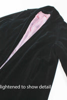 50s 60s Vintage Black Cotton Velvet Swing Coat with Purple Iridescent Lining Women&#39;s Size L/XL 48&quot; bust