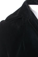 50s 60s Vintage Black Cotton Velvet Swing Coat with Purple Iridescent Lining Women&#39;s Size L/XL 48&quot; bust